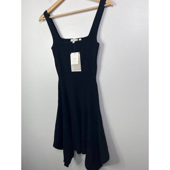 NWT A.L.C. Dalia Knit Square Neck Asymmetrical Sleeveless Black Mini Dress XS - Picture 3 of 10